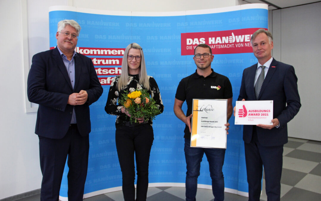 Zukunftssichere Karriereperspektiven für junge Menschen – Handwerkskammer Erfurt verleiht Ausbildungs-Award 2021