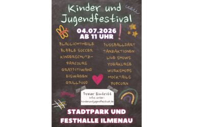 Sommerfestival für Kinder und Jugendliche unter der Regie des Ilmenauer Karnevalklubs (IKK) und des Heydaer Carnevalvereins (HCV) mit freiem Eintritt und kostenlosen Shuttlebussen über den Ilmkreis hinaus
